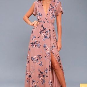 Fiorire Rusty Rose Floral Print Wrap Maxi Dress